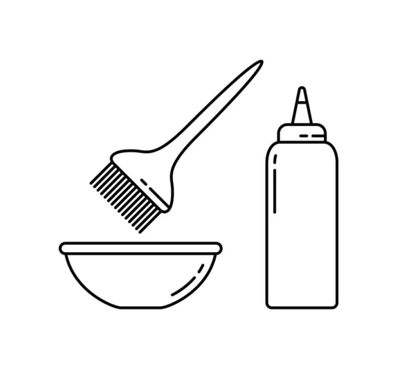 Фарбування Волосся Лінійною Іконою Намалюйте Простий Вектор Пензля Чаші Пляшки — стоковий вектор