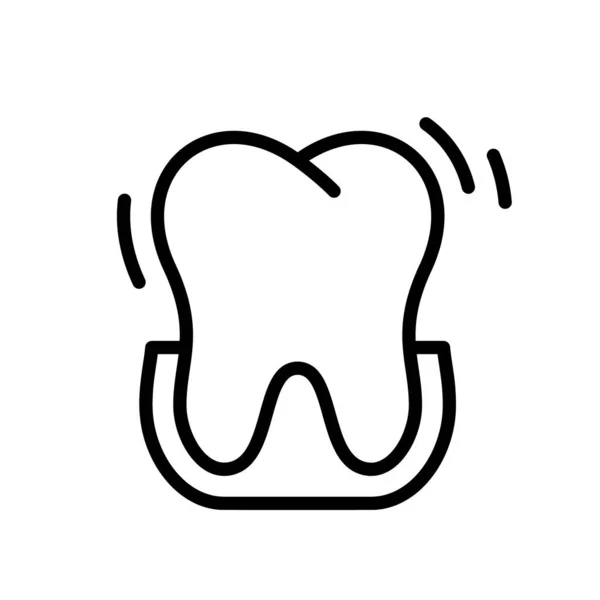 歯茎の線形アイコンに歯を緩めてください 概要歯の損失処理の簡単なベクトル 白い背景に孤立したピクトグラムを輪郭 — ストックベクタ