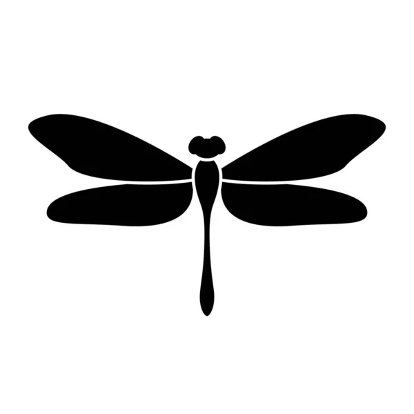 トンボのシルエットアイコン 空飛ぶ加算器の黒い単純なベクトル 白い背景に孤立したピクトグラムを輪郭 — ストックベクタ