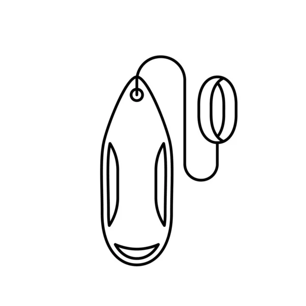 救援鱼雷浮标直线图标 概述了塑料船用救生圈的简单矢量 白色背景上的轮廓孤立象形文字 — 图库矢量图片
