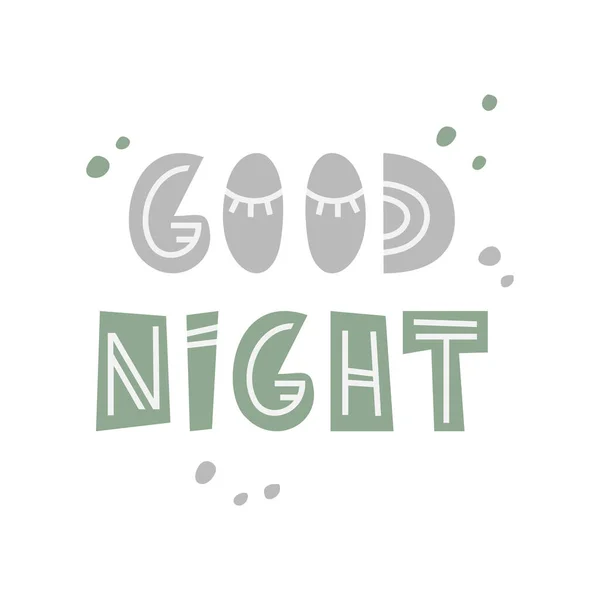 Καληνύχτα Ζωγραφισμένο Στο Χέρι Κείμενο Διακοσμητικά Γράμματα Λεπτή Παστέλ Αφίσα — Διανυσματικό Αρχείο