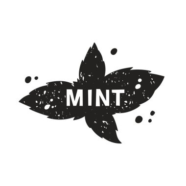 Nane, grunge sticker 'ı bırakır. İçinde harfler olan siyah doku silueti. Pul taklidi, sürtünme izleri. Beyaz arkaplanda el çizimi izole illüstrasyon