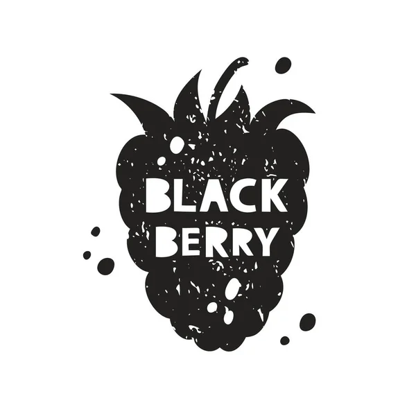 Blackberry Grunge Matrica Fekete Textúra Sziluett Benne Felirattal Bélyegző Utánzata — Stock Vector