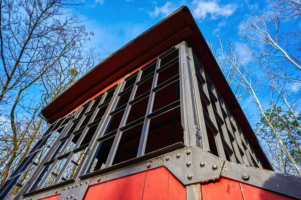 Berlin Germany February 2022 Small Hut Wood Metal Housing Controls — Stock Photo, Image