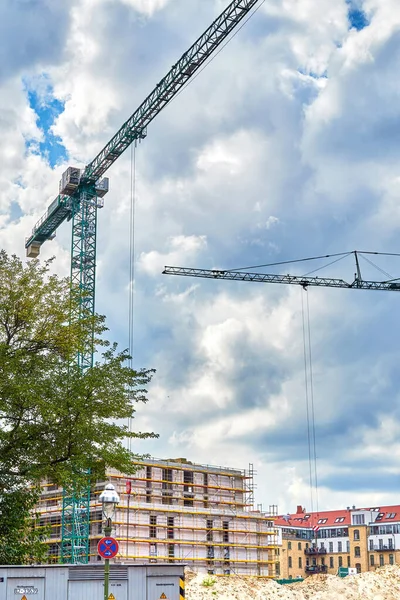 Berlin, Germany - September 5, 2018: View to a construction site where new residential buildings are being built.