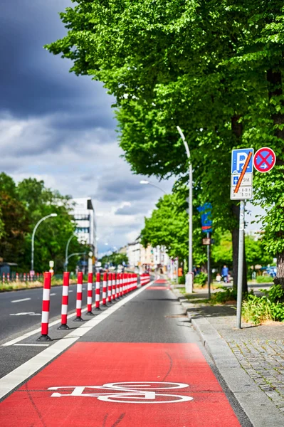 Berlin Germany May 2022 Protected Bike Lane Main Street Improve — Zdjęcie stockowe