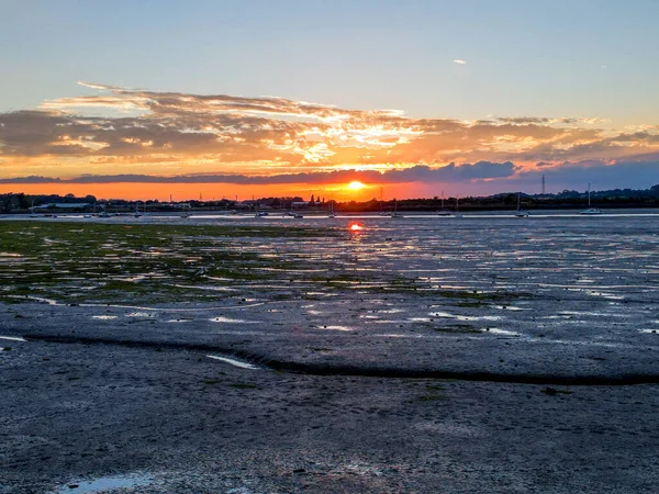 Sunset at Manningtree Stour river at low tide