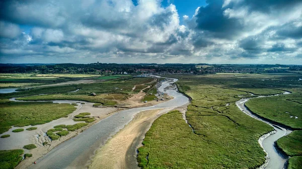 Řeka Glaven Vzdušném Zobrazení Norfolku — Stock fotografie