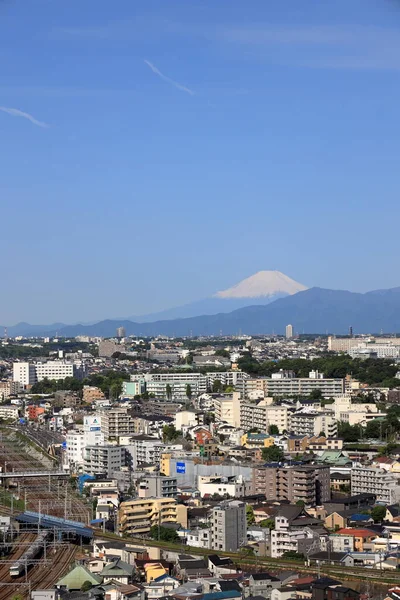 Fuji Vasút Kilátás Shinkoyasu Kanagawa Japán Tél — Stock Fotó