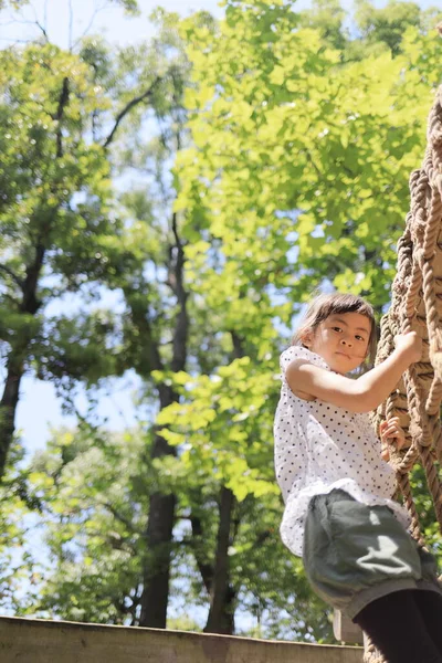 Japanische Studentin Spielt Mit Seilgehen Jahre Alt — Stockfoto