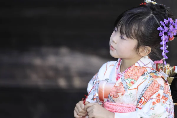 Menina Japonesa Festival Seven Five Three Santuário Anos — Fotografia de Stock