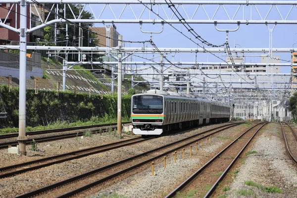 Trains Cours Exécution Shinkoyasu Kanagawa Japon Ligne Tokaido — Photo