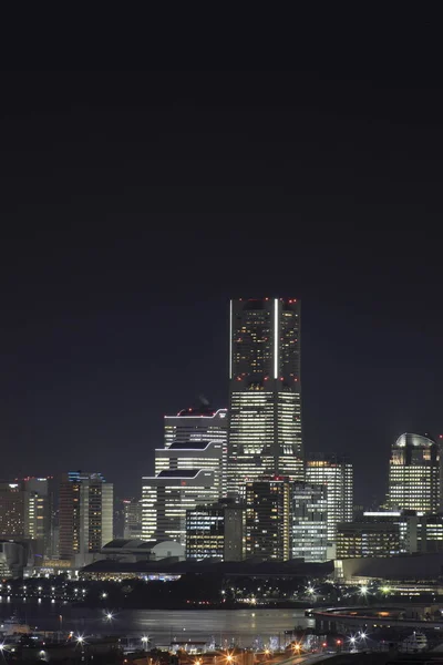 Yokohama Minatomirai Japonii Widok Shinkoyasu Scena Nocna — Zdjęcie stockowe