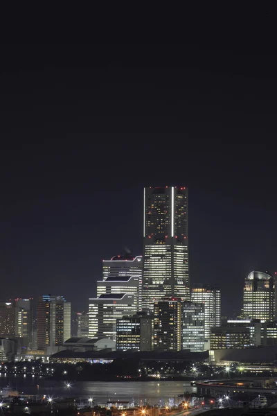 Yokohama Minatomirai Japón Vista Desde Shinkoyasu Escena Nocturna — Foto de Stock