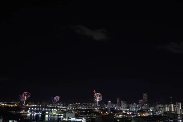 Feuerwerk Yokohama Kanagawa Japan Blick Von Shinkoyasu Orte — Stockfoto