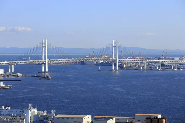 Japonya Kanagawa Daki Yokohama Körfezi Köprüsü Manzara Shinkoyasu Dan — Stok fotoğraf