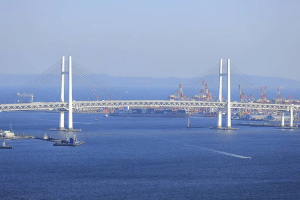 Japonya Kanagawa Daki Yokohama Körfezi Köprüsü Manzara Shinkoyasu Dan — Stok fotoğraf