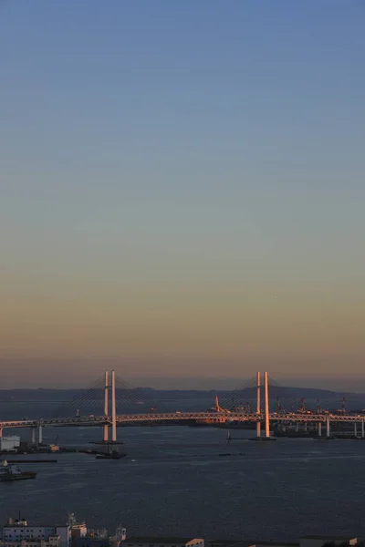 Yokohama Bay Bridge Kanagawa Japan View Shinkoyasu Evening Scene — Stock Photo, Image