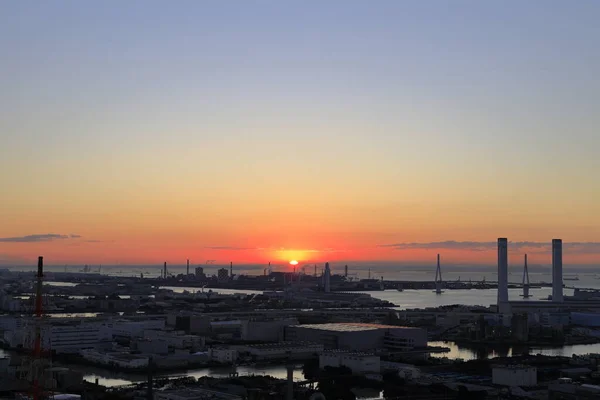 Factories Keihin Industrial District Kanagawa Japan Dawn — Stock Photo, Image