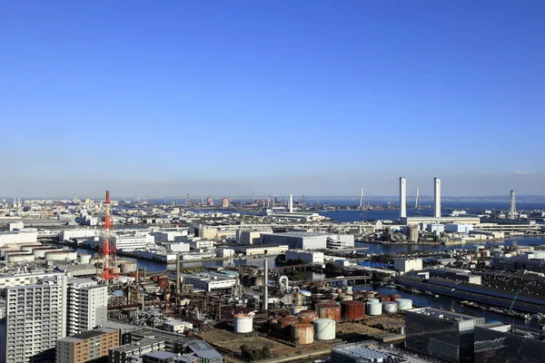 Εργοστάσια Στη Βιομηχανική Περιοχή Keihin Kanagawa Ιαπωνία — Φωτογραφία Αρχείου
