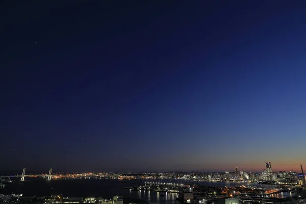 Йокогама Мінатоміраї Міст Бухти Йокогама Японії Вид Сінкоясу Нічна Сцена — стокове фото