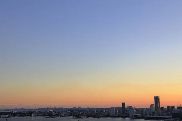 Yokohama Minatomirai Japan Blick Von Shinkoyasu Abendszene — Stockfoto