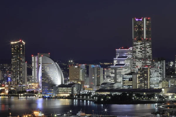 Yokohama Minatomirai Japão Vista Shinkoyasu Cena Noturna — Fotografia de Stock