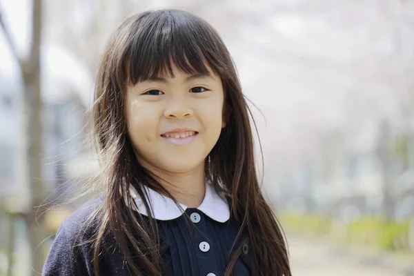 Japans Meisje Kersenbloesems Jaar Oud — Stockfoto