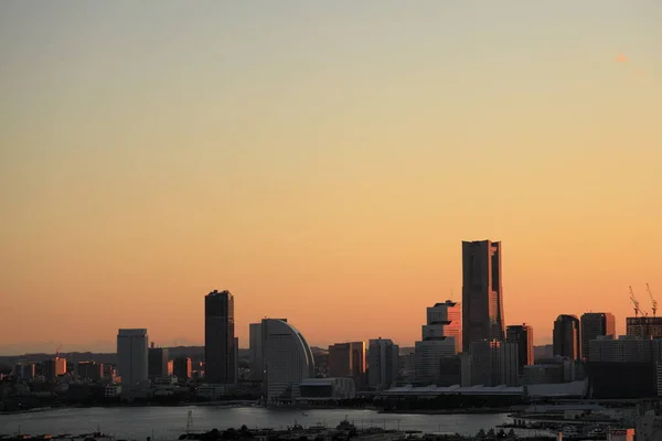 Yokohama Minatomirai Japan Blick Von Shinkoyasu Abendszene — Stockfoto