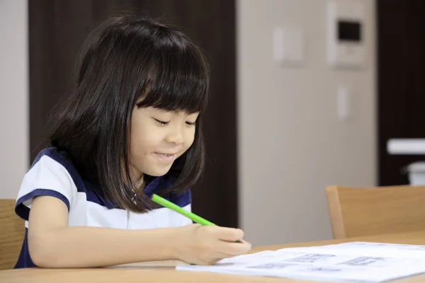 Вивчала Японську Дівчинку Їдальні Років — стокове фото
