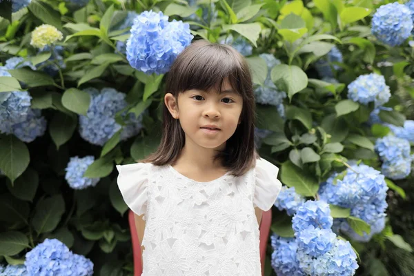 Japon kız ve ortanca (7 yaşında) (mavi))