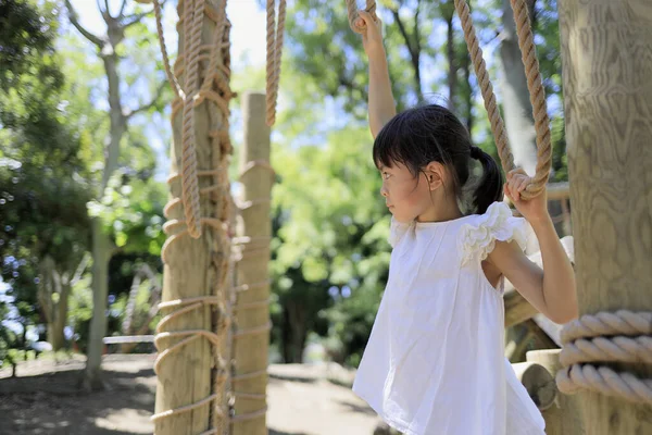 Estudante Japonês Menina Brincando Com Corda Andando Anos — Fotografia de Stock