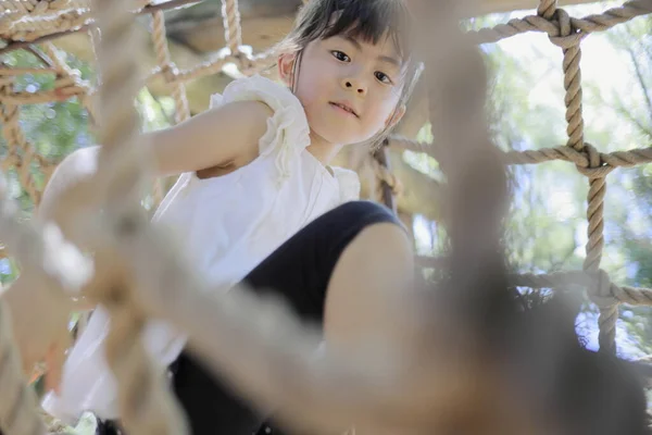 Japanese Student Girl Playing Rope Walking Years Old — Stock Photo, Image