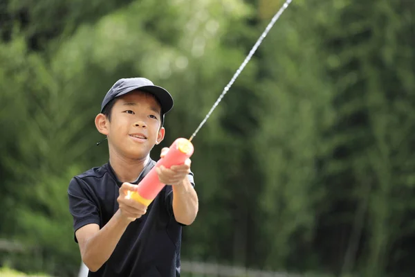 Japanese Junior High School Student Playing River Water Gun Years — Φωτογραφία Αρχείου