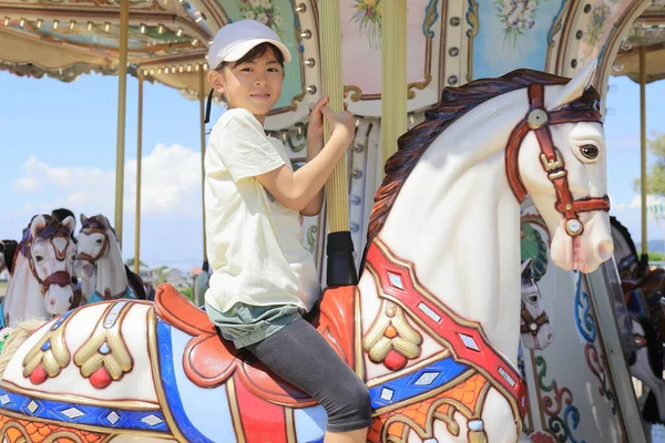 Japanese Student Girl Riding Merry Years Old — ストック写真