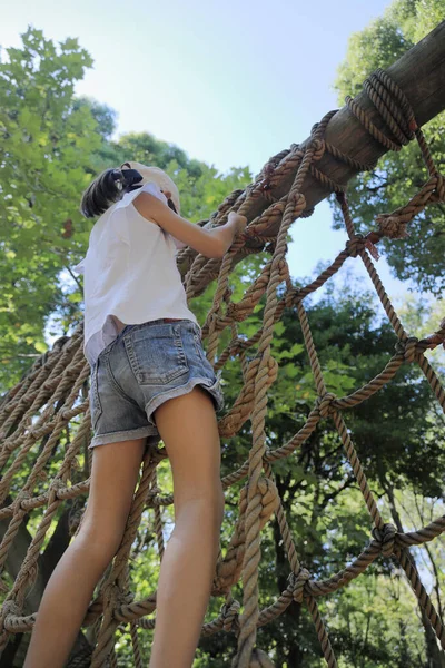 Japán Diák Lány Játszik Kötéltánccal Éves — Stock Fotó