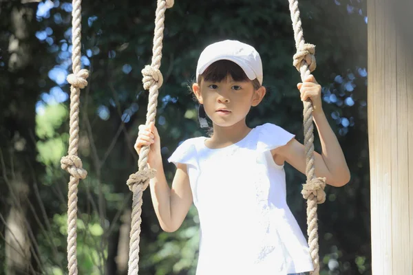 Japon Öğrenci Kız Halatla Oynuyor Yaşında — Stok fotoğraf