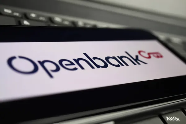 Viersen Tyskland Juni 2021 Närbild Mobiltelefon Med Logotyp Bokstav Openbank — Stockfoto