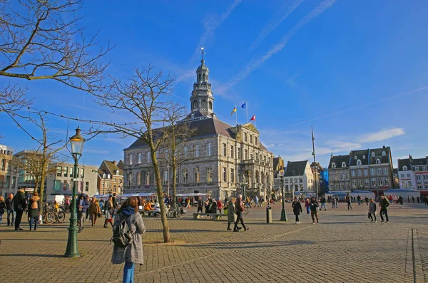 Maastricht Paesi Bassi Febbraio 2022 Vista Sulla Piazza Del Mercato — Foto Stock