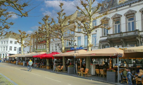 Maastricht Vrijthof Países Bajos Febrero 2022 Vista Sobre Plaza Cafeterías — Foto de Stock