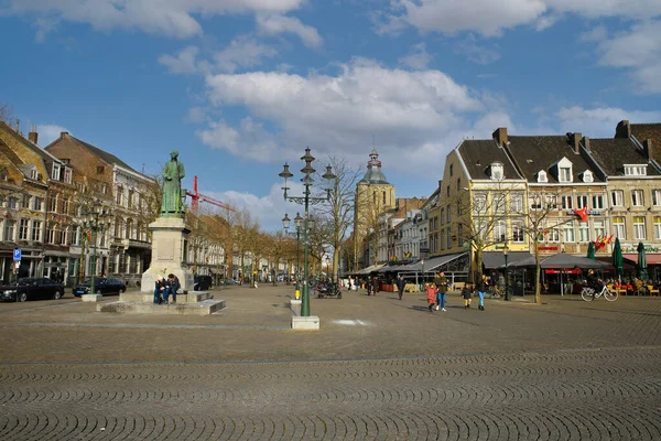 Maastricht Países Baixos Fevereiro 2022 Vista Sobre Praça Mercado Casas — Fotografia de Stock