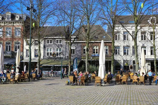 Roermond Netherlands February 2022 View Square Exterior Cafes People Sitting — Stock Photo, Image