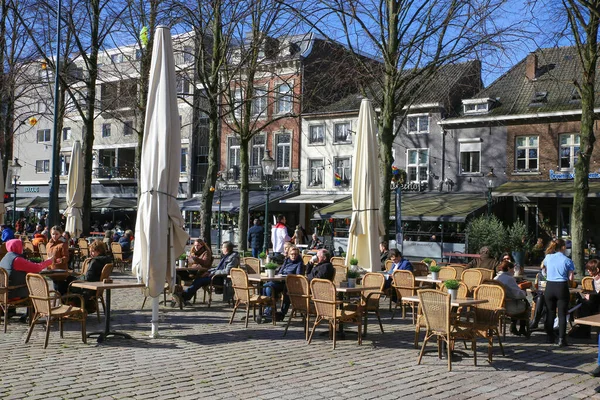 Roermond Munsterplein Paesi Bassi Febbraio 2022 Vista Sulla Piazza Caffè — Foto Stock