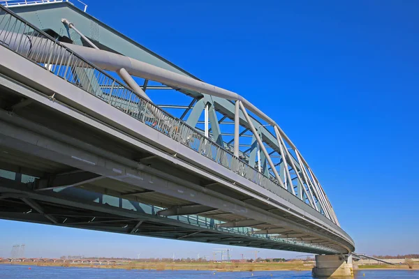 Nijmegenijmegen Países Bajos Febrero 2022 Vista Sobre Puente Ferroviario Truss — Foto de Stock