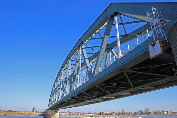 Nijmegen Niederlande Februar 2022 Blick Auf Fachwerk Eisenbahnbrücke Über Den — Stockfoto