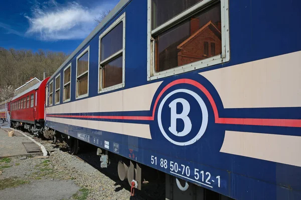 Spontin Belgien März 2022 Blick Auf Einen Historischen Eisenbahnwaggon Auf — Stockfoto