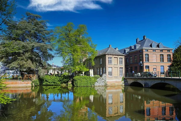 Lier Belgien April 2022 Blick Über Wassergraben Park Mittelalterliche Alte — Stockfoto