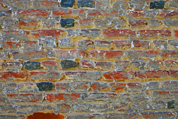 Closeup Isolated Old Medieval Brick Stone Wall Faded Pale Washed — Stock Photo, Image