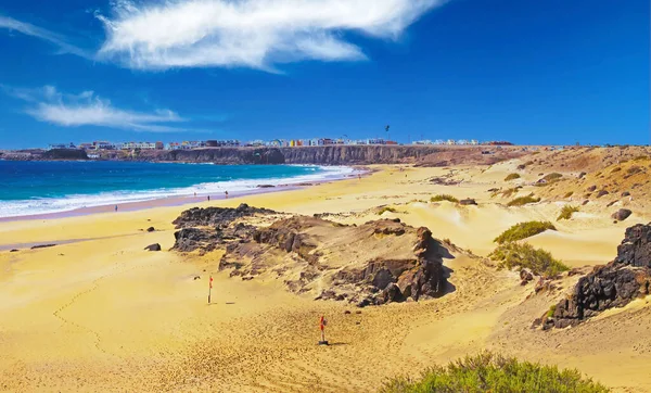 Vackra Sanddyner Landskap Tom Vild Naturlig Strand Playa Del Aljibe — Stockfoto
