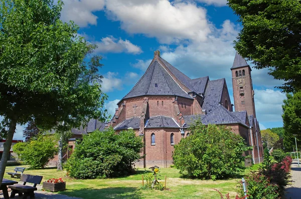 Beautiful Neo Gothic Medieval Rochus Church Green Garden Trees Now — Φωτογραφία Αρχείου